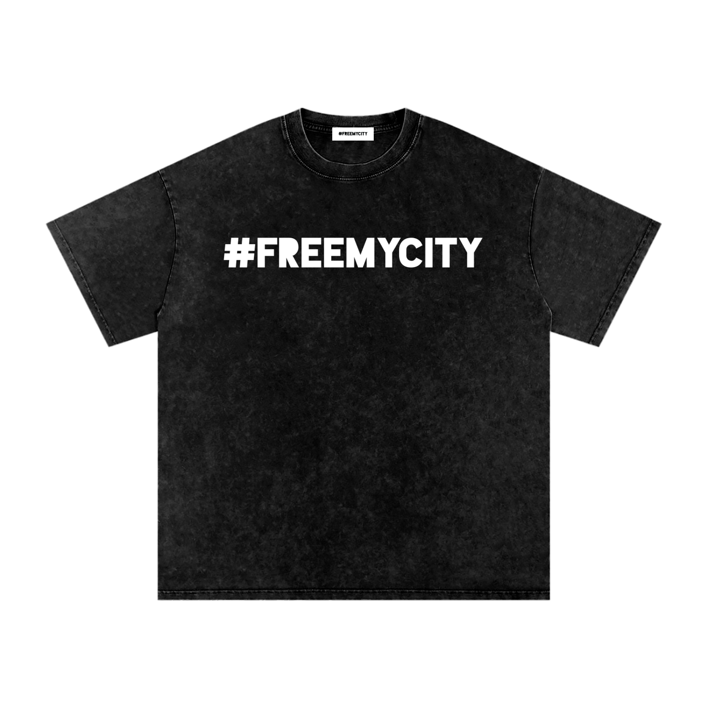 Free My City Tee "Black" (Snow Wash)